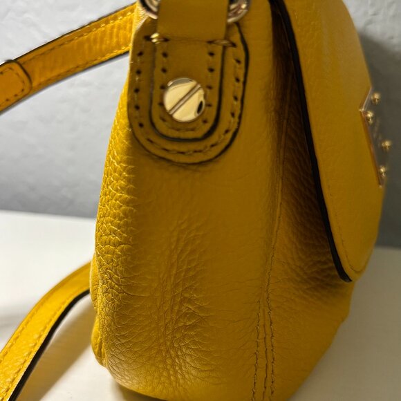 Michael Kors Citrus Yellow Pebbled Leather Small Flap Crossbody Bag - Picture 3 of 10